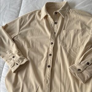 NWOT Beige Corduroy Button-Up Shirt
